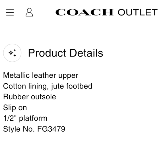 Coach Cassidy Metallic Leather Slip On Espadrille Mules - Picture 2 of 12